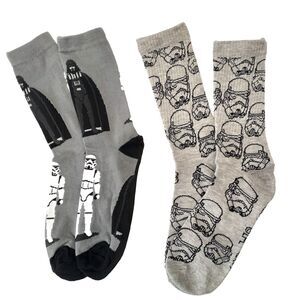 Disney Star Wars Darth Vader Storm Troopers 2 Pair Mens Sz 6-12 Socks NWOT